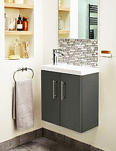 Gray & White PVC Bathroom Vanity