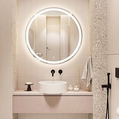 Rounded LED Mirror With Sensor Lights 05