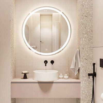 Rounded LED Mirror With Sensor Lights 05 Rounded LED Mirror With Sensor Lights 05