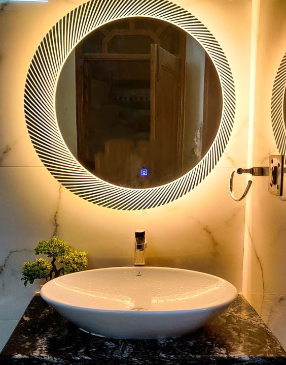 Rounded LED Mirror With Sensor Lights 03