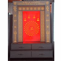 Acrylic Om Mandir With Storage Space | Acrylic Pillar