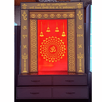 Acrylic Om Mandir With Storage Space | Acrylic Pillar