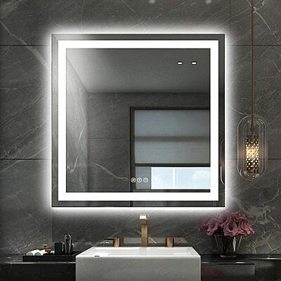 Square LED Touch Sensor Mirror For Washroom 02