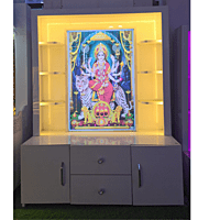 Sherawali Mata Puja Mandir Printed on Acrylic with Storage Space | Sehrawat Brothers