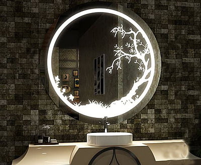 Rounded LED Touch Sensor Mirror For Washroom 016