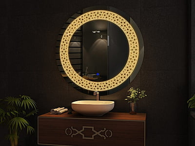 Rounded LED Touch Sensor Mirror For Washroom 015