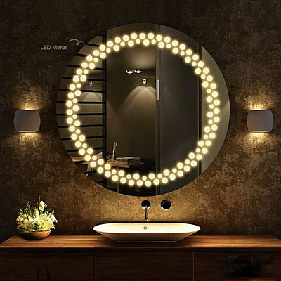 Rounded LED Mirror With Sensor Lights 02