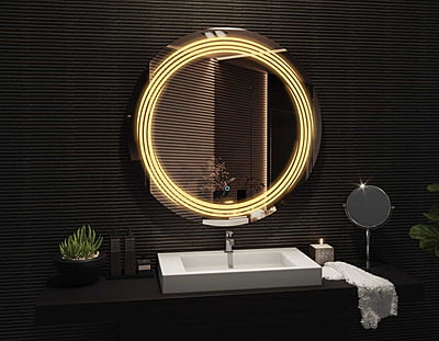 Rounded LED Touch Sensor Mirror For Washroom 019