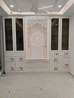 3D Corian Om Puja Mandir With Corian Pillar