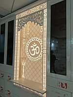 3D Corian Om Puja Mandir With Corian Pillar