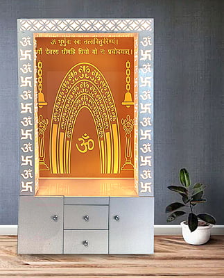 3D Corian Om Temple with WPC Jali and Drawer084624862486246248624862486